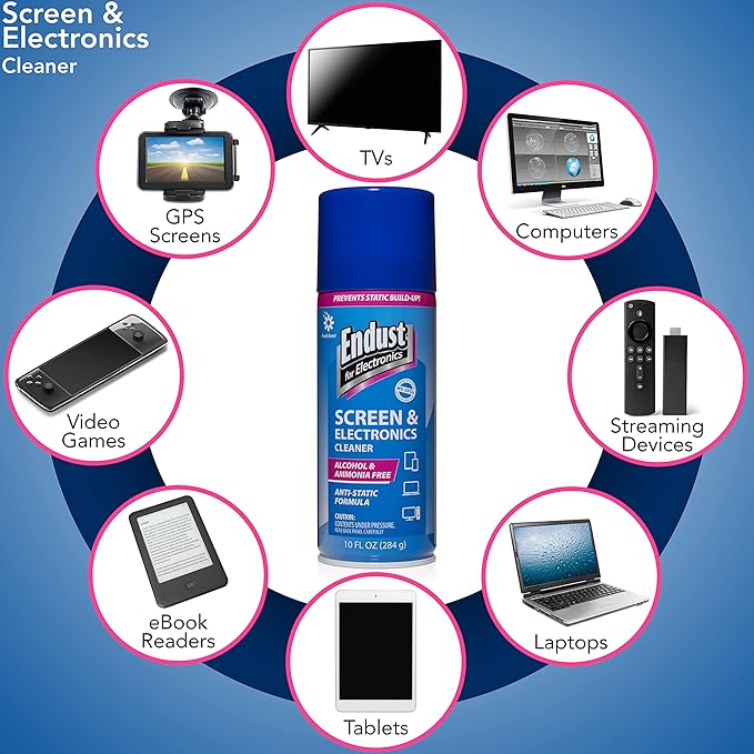 Endust for Electronics; Foaming Anti-Static Screen & Electronics Multi-Surface Cleaning Spray; Streak & Residue Free; 12-Pack of 10z Aerosol Cans (096010P12)