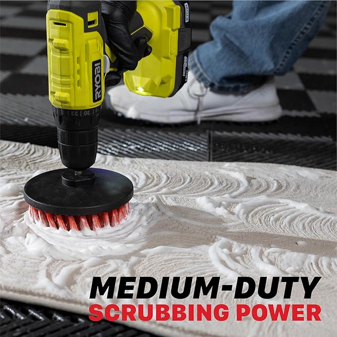 Maxshine 4" Universal M8 Medium-Duty Drill Brush for Upholstery & Carpet – Scrubber Attachment for Car Detailing, Fabric & Home Cleaning – Deep-Clean Tool Removes Stains, Grime & Spots
