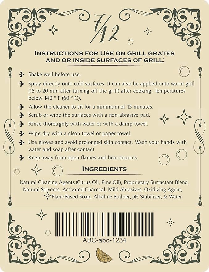 All-Natural BBQ Grill Cleaner & Degreaser | Spray, Wait & Wipe - Plant-Based Heavy Duty Griddle Cleaner, Fresh Citrus Scent, Non-Toxic Fume-Free Formula | Safe for Grill Grates, Smokers and Flat Tops
