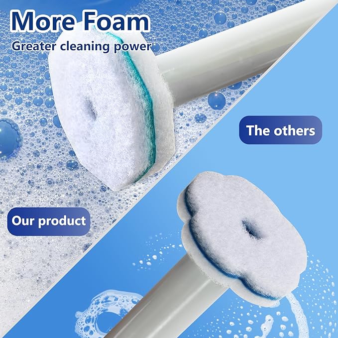 FHORAIN Disposable Toilet Brush with 42 Wand Refills, Wall Mounted Toilet Brush and Holder Set - Effortless Disposable Toilet Bowl Cleaner Wand (Rainforest Scent)