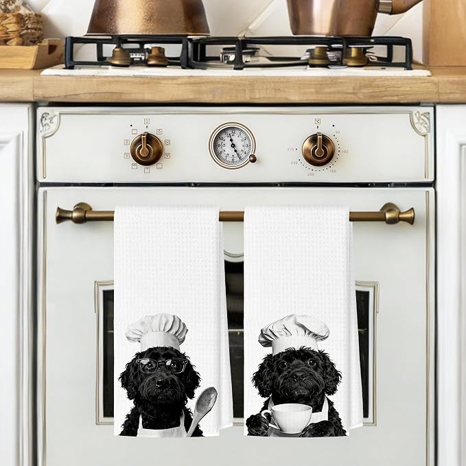 Funny Cockapoo Kitchen Towels Set of 2, Dog Kitchen Bar Accessories, Dog Chef Gifts for Women Decorative Hand Towels for Kitchen Decor, Cockapoo Lovers Dish Tea Towel, 16x24 Inch