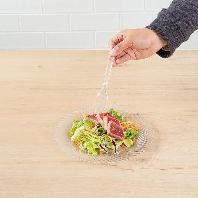 Restaurantware Moderna 7.3 Inch Disposable Forks 250 Recyclable Plastic Cutlery - Crack-Resistant For All Types Of Meals Clear Plastic Party Forks