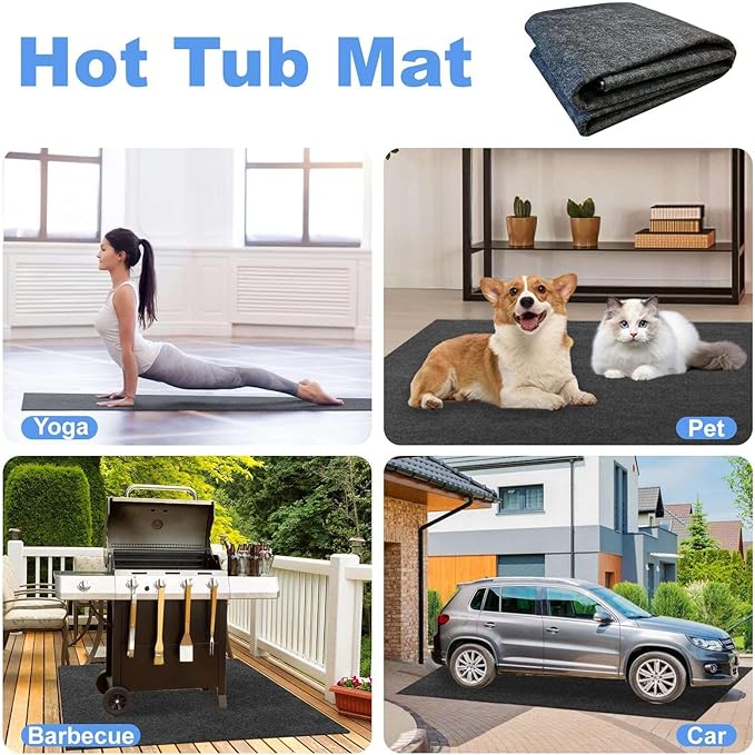 100x100 Inch Hot Tub Mat, Inflatable Hot Tub Mat, Large Washable Floor Protection Mat, Portable Spa Pool Accessories, Waterproof Non-Slip Underlining Absorbent Spa Pool Floor Base Protection