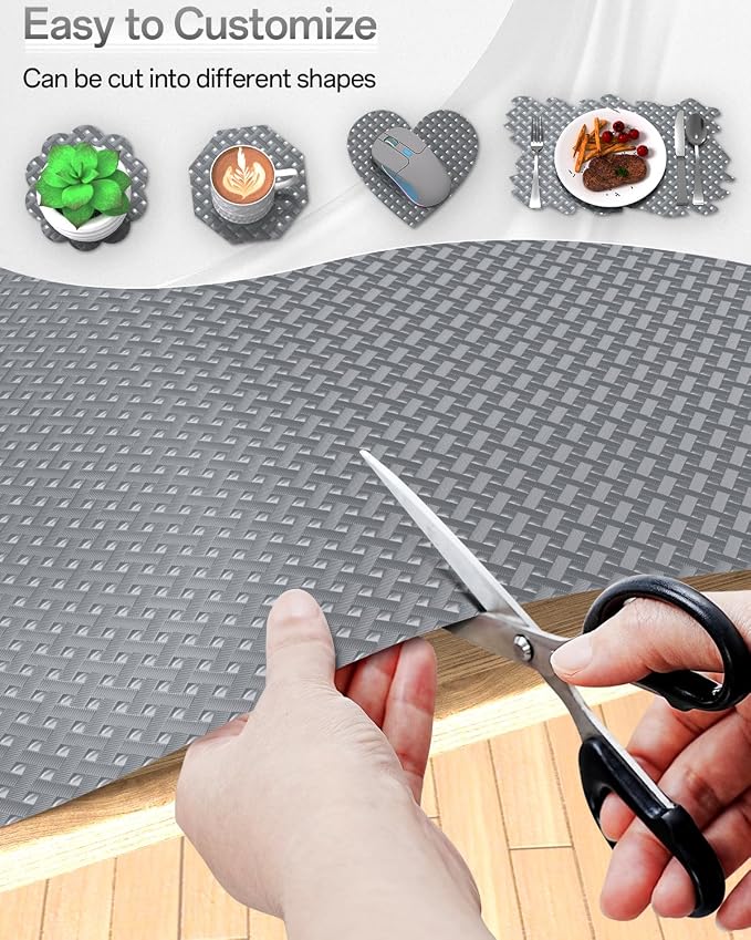 Shelf and Drawer Liner for Kitchen Cabinet, Non-Adhesive 18in x 120in Waterproof Contact Paper Refrigerator Liners Thickened Durable EVA Material Non Slip Mat for Dresser Cupboard Pantry Protector