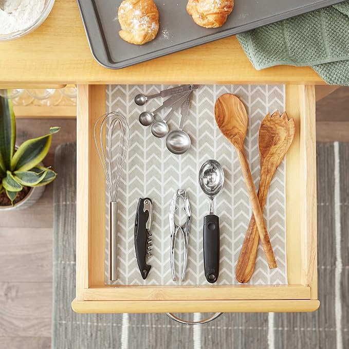 DII Fridge Liner Collection Non-Adhesive, Cut to Fit, 12x24, Cool Gray Herringbone, 6 Piece