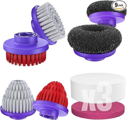 Synoshi PRO Power Scrubber Brush Heads, Electric Spin Scrubber Melamine Sponge, Cone Brushes, Steel Brushes & Round Brushes