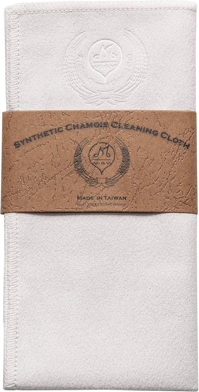 MI&VI Synthetic Chamois Microfiber Instrument Cleaning & Polishing Cloth for Violin, Viola, Cello, Bass, Guitar, Piano, Saxophone, Flute 12x12in (Ash Grey)