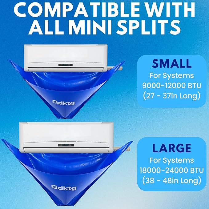 Mini Split Cleaning Kit Bag, Waterproof Ac Cleaning Kit with 2L Pressure Sprayer, Reusable Air Conditioner Cleaning Kit, Minisplit Cleaning Kit for HVAC, Large (for Systems 38in - 48in)