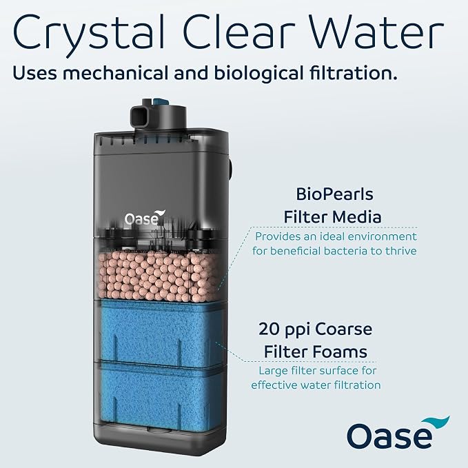 Oase EcoFlow 100 Internal Aquarium Filter – Quiet Submersible Multi-Stage Filter (Biological & Mechanical), Custom Flow, Easy-Clean Modules, for Freshwater, Saltwater Tanks up to 26 Gal (100L)