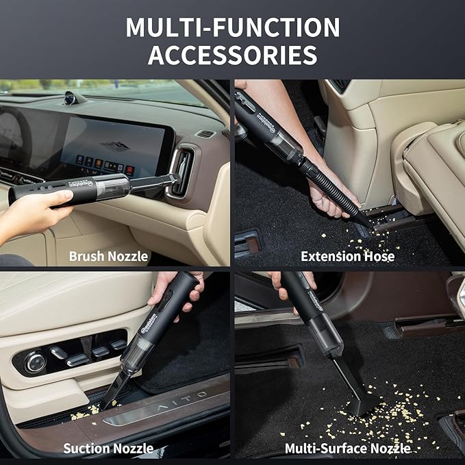 Handheld Cordless Car Vacuum, 5 in 1 Portable Mini Cordless Vacuum Cleaner 20000PA High Power for Car,Home, Pet Hair,Carpet