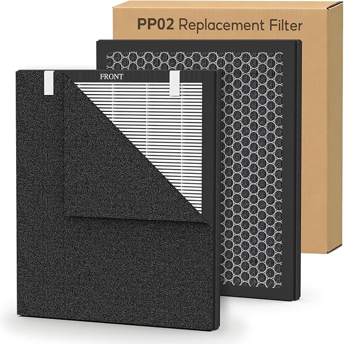 2-pack PP02 Replacement Filter, Compatible with oneisall PP02 Pet Air Purifier, Double-Sided HEPA Filter with Washable Pre-Filters for Pet Hair, Dander, Odor, Pet Care