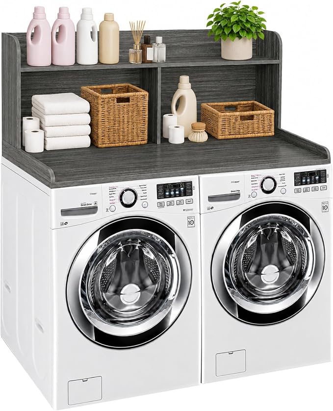 Royxen Laundry Countertop with 20“ Shelf Universal Fit, Washer and Dryer Countertop with Storage Space, Eucalyptus