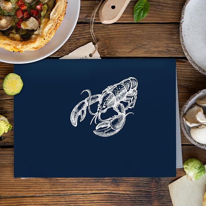 Coastal Lobster Crayfish Beach Decor Dish Hand Tea Towels for Bathroom Kitchen, Lobster Ocean Beachy East Coast Bathroom Decor Gifts, Nautical Kitchen Towels and Dishcloths Sets of 2, 16x24in