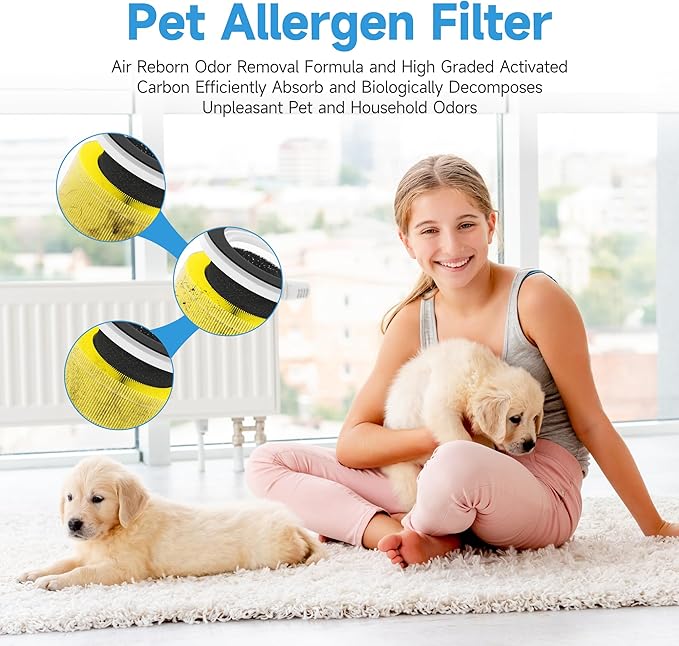 2 Packs RP-AP088-F1 Replacement Filter Compatible with RENPHO RP-AP088W, RP-AP088, RP-AP088B Air Purifier, 5-Stage High-Efficiency Filtration, Part Number RP-AP088-F1