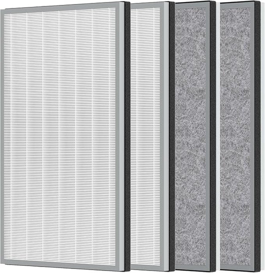 4 Packs HE601 HE602 H13 True HEPA Replacement Filter Compatible with Shark air purifi-er 6 (HE601 & HE602), Part # HE6FKPET