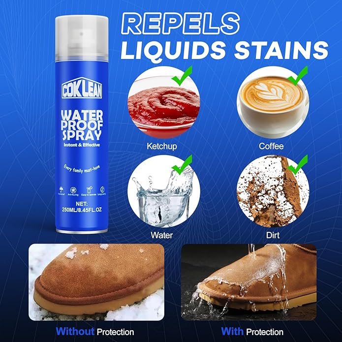 Shoe Protector Spray, Rain & Stain Waterproof Spray 8.45 OZ Nano Protectant for Sneaker, Nubuck, Canvas, Suede Shoes