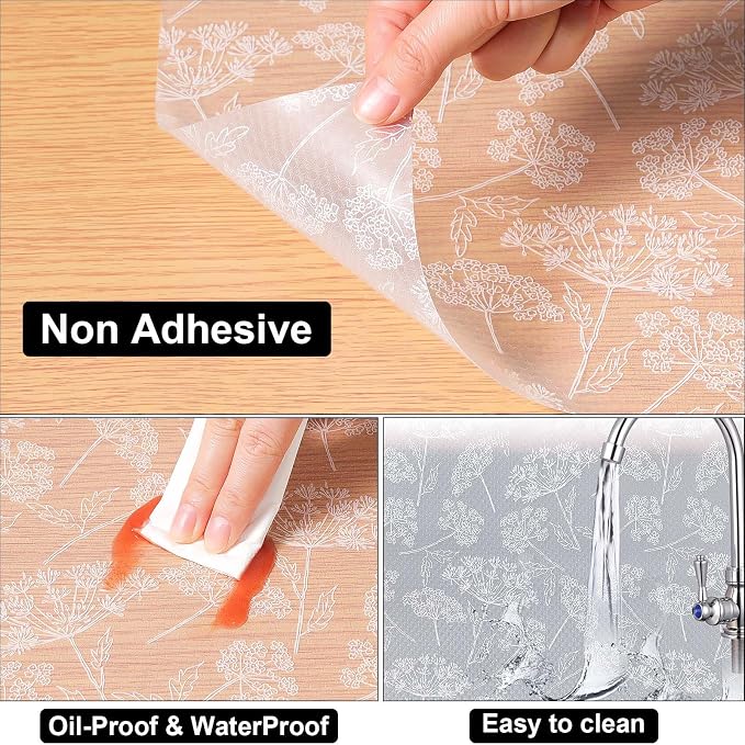Cooyes Drawer Liner Shelf Liners for Kitchen Cabinets Refrigerator Liners Waterproof & Oil-Proof Kitchen Cupboard Liner Drawer Mats EVA Material Non Adhesive Fridge Liner for Shelves