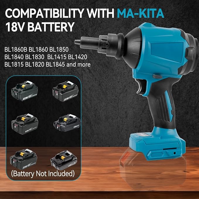 Cordless Dust Blower for Makita 18V Battery(Tool Only), Air Duster Compressed Air Mattress Pump,447MPH 40000RPM for Car,Garages,Sawmill Room,Workshop Cleaning (for Makita 18V Battery)