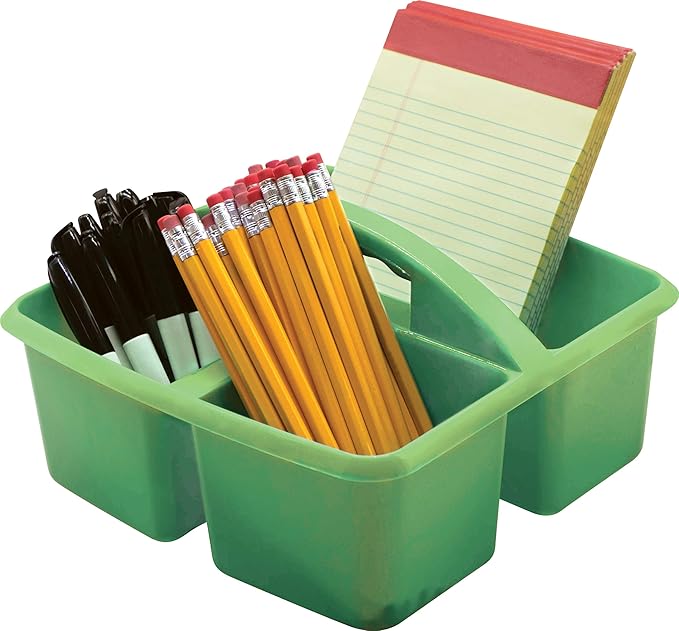 Teacher Created Resources Mint Portable Plastic Storage Caddy 6-Pack for Classrooms, Kids Room, and Office Organization, 3 Compartment