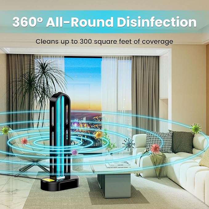 2 Pack UV Light Sanitizer, Ultraviolet Lamp with Remote Control for Bed Bugs and Dust Mites, Home Disinfection Device UV Lamp for Home, Room & Kitchen, Ultraviolet Light with 3 Speed Timings