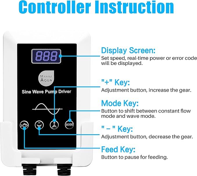 Orlushy DC-4000 Silent Swirl Controllable DC aquarium Pump 25W 1050GPH-marine wavemaker return pump with sine wave Controller for salt/Freshwater coral reef fish tank sump Circulation