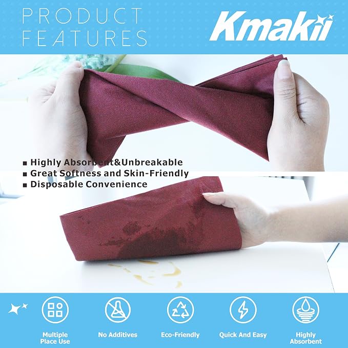 KMAKII Burgundy Disposable Dinner Napkins Linen-Feel Colored Paper Napkins Premium Cloth Like Napkins Ideal For Restaurant, Events, Weddings&Party,50 Pcs 16 x 16 inches