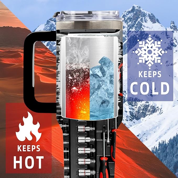 DUUV Mechanic Gifts, Mechanic Tumbler 40 Oz, Stainless Steel Insulated Mug, Christmas Thanksgiving Birthday Gifts for Mechanics Car Enthusiasts, Funny Coffee Travel Mug for Auto Repair Workers, 1PCS