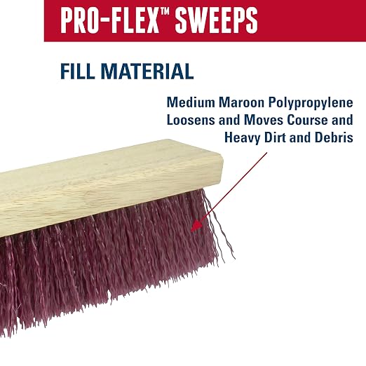 Weiler 44604 Pro-Flex 24" Block Size, Medium Maroon Polypropylene Fill, Sweep