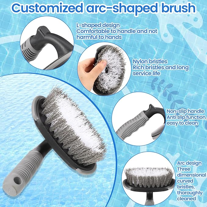 Novabright 5-in-1 Hot Tub and Spa Maintenance Cleaning Accessory Kit with Curved Brush, Mesh Net Skimmer, Scrubber, Gloves, and Sponge for Inflatable Home Hot Tubs Pools Ponds
