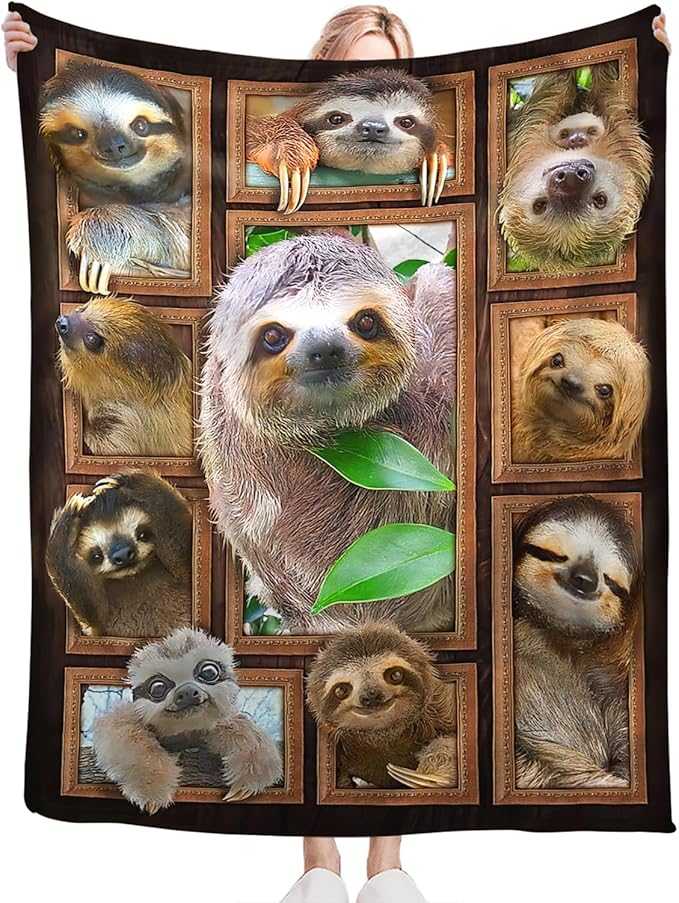 Tijuboni Sloth Throw Blanket Sloth Gifts for Girls Boys Women Men Kids Adults Soft Flannel Fleece Blanket for Couch Sofa Bed Home Decor 40"x50"