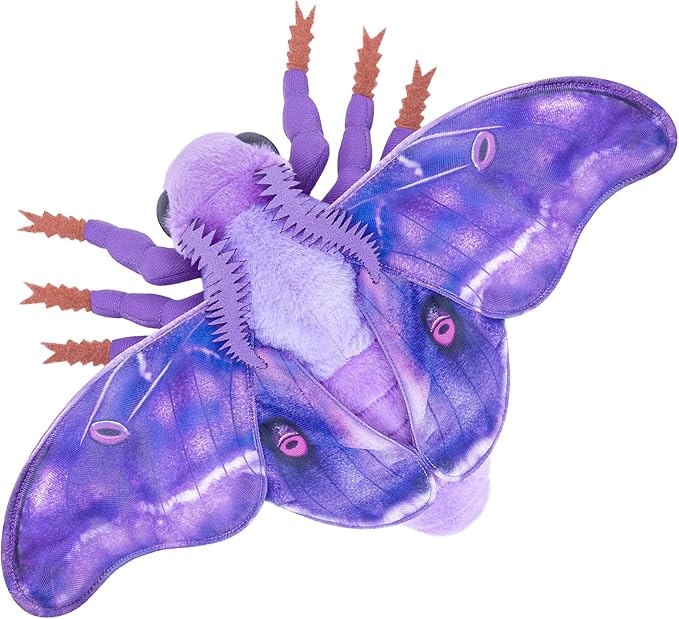 Moth Stuffed Animals Toy, Lifelike Purple Moths Plush 16in, Realistic Soft Big Wing Plushies Figure Gift Collection for Kids