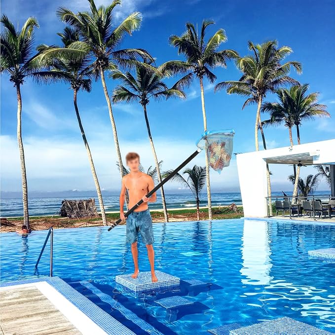 Swimming Pool Pole Carbon Fiber, 4-Section Telescopic 12 Foot, Lightweight and Easy to Grip Adjustable Cleaning Pole, Used for Pool Cleaning, Connected to Fishing net, rake, Brush (12FT)