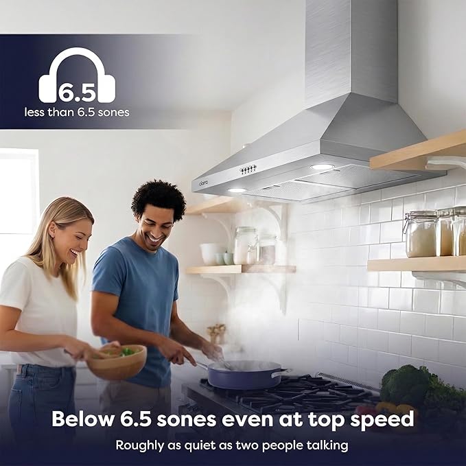 CIARRA Range Hood 30 inch Wall Mount 550CFM Ducted Ductless Stove Vent Hood with 2 LED Light for Kitchen, Stainless Steel, Push Button, Easy to Install, CAS75206P-N