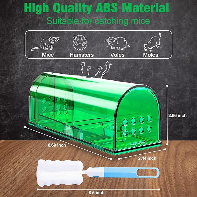 4 Pcs Humane Mouse Traps No Kill, Live Mouse Trap and 10 Pack Sticky Mouse Trap Rat Traps Indoor, Peanut Taste Pheromone Mouse Traps Indoor for Home Bundle