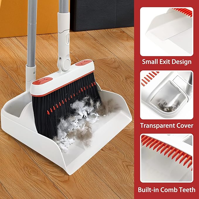 Carpet Floor Sweeper Manual with Horsehair, Broom and Dustpan Set for Home