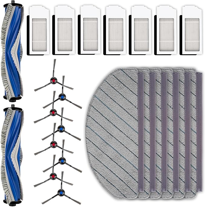 (23 Pack) N20 Plus Replacement Parts Compatible With ECOVACS DEEBOT N20 plus/ N20 Pro Plus Robotic Vacuum Cleaner, 2 Roller Brush, 8 Side Brushes, 7 HEPA Filters, 6 Mop Pads, Accessories Kit
