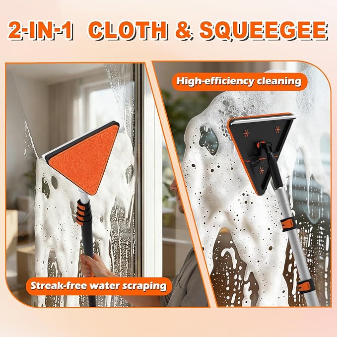 SISUPASSIE 20FT Reach Duster Cleaner Kit, Dusters for Cleaning with Extension Pole, Baseboard & Wall and Window Cleaner Mop for Fan Blades, High Ceiling and Cobweb