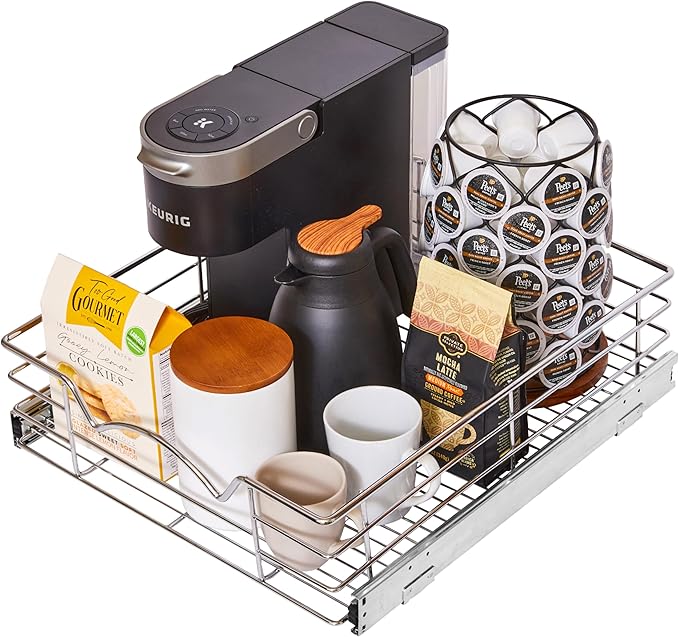 HOLDN’ STORAGE Pull Out Cabinet Organizer, Slide Out Drawer for Kitchen Cabinets & Pantry, Roll Out Shelf for Pots, Pans & Under Sink Storage, Heavy-Duty Full-Extension, 17"W x 21"D x 5"H