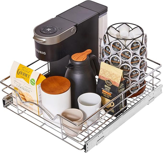 HOLDN’ STORAGE Pull Out Cabinet Organizer, Slide Out Drawer for Kitchen Cabinets & Pantry, Roll Out Shelf for Pots, Pans & Under Sink Storage, Heavy-Duty Full-Extension, 17"W x 21"D x 5"H