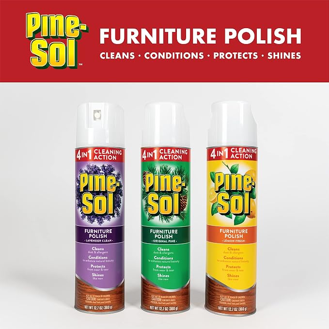 Pine-Sol Furniture Polish | Wood Furniture Polish Spray | Wood Polish Spray for Your Furniture Gives You A Powerful Clean You Can Trust | 12.7 Ounces, Fresh Lavender Scent - Pack of 6