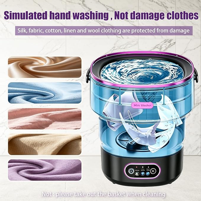 20L Portable Mini Washing Machine,Foldable Portable Washer Mini Lavadora Portatil for Apartment,RV,Camping,Travel – Wash Baby Clothes, Underwear,Bra Separately to Keep Clean and Healthy