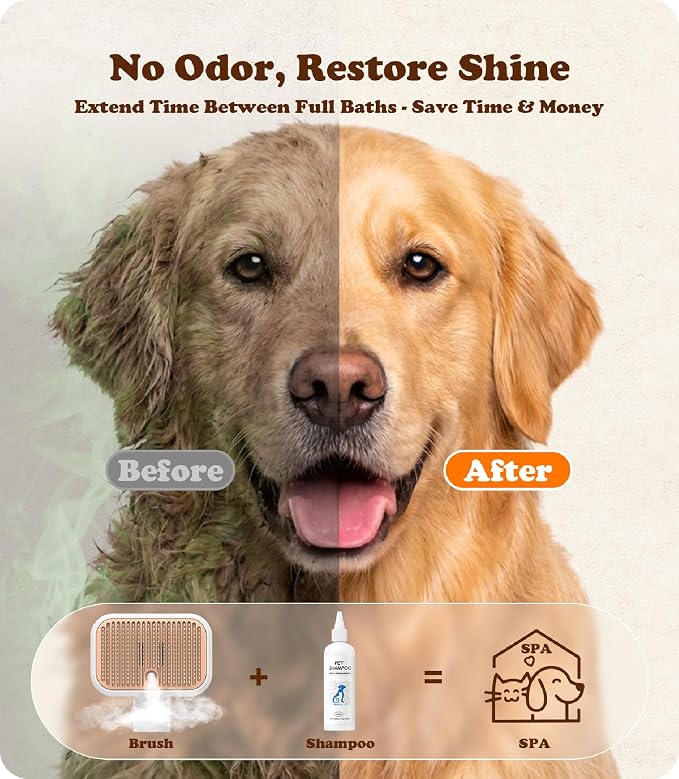 Rorhxia Steam Pet Brush Spray Refill Shampoo for Show Dog Cat, Peach Oolong | Peach Oolong, Deodorization, Pet Safe, Vet Approved, Soft Coat, Deep-Cleaning, pH-Balanced Formula