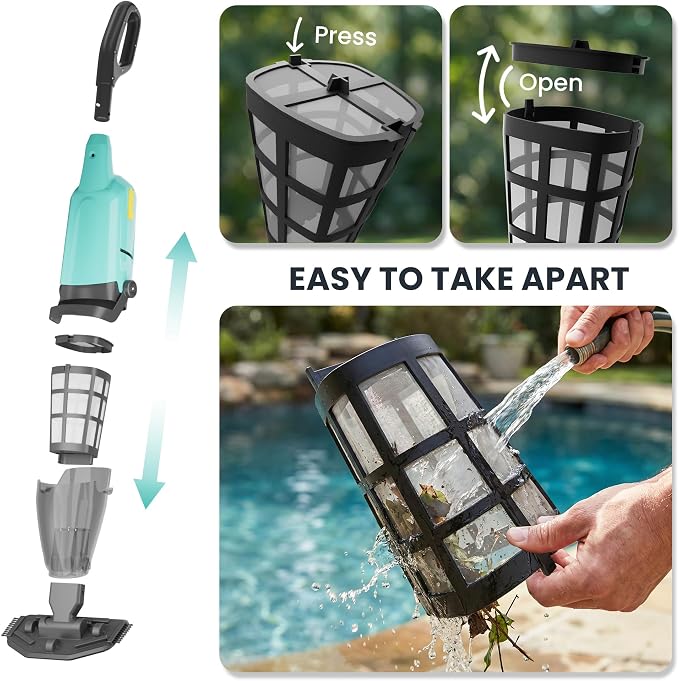 Cordless Pool Vacuum for Abound Pools & Hot Tubs, Removes Leaves Sand Debris, 18GPM Powerful Suction