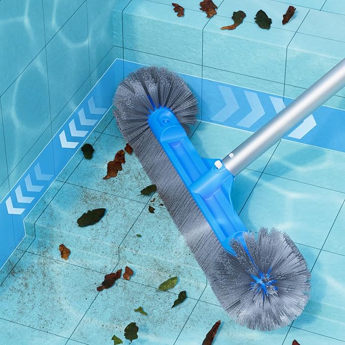 20‘’ Detachable Pool Brush Head with Repairable Pool Skimmer Net Fine Mesh