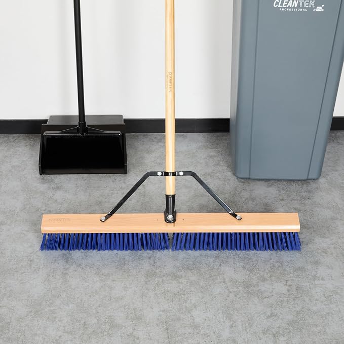 Restaurantware-BROOM HEAD ONLY: Clean Tek Professional 30-Inch Broom Head, 1 Heavy-Duty Push Cleaning Tool - Handle And Brace Sold Separately, Heavy Plastic Bristles, Wooden, Commercial Use