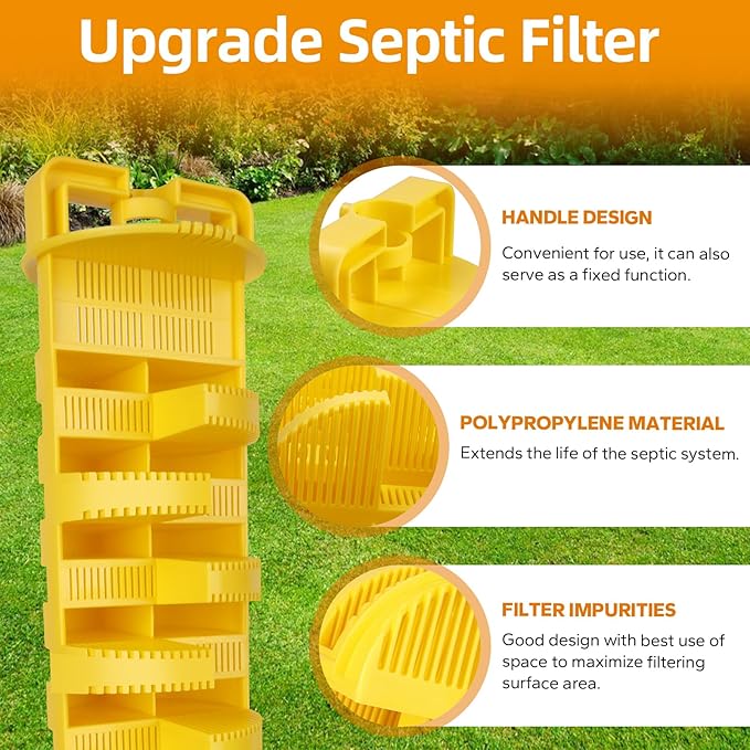 Septic Filter for 4 Inch Septic Tank Inlet, Upgrade Residential Sewer Effluent Filter Cartridge, Replacement Septic Field Pipe Septic Tank Filters Fittings (2 Pack)