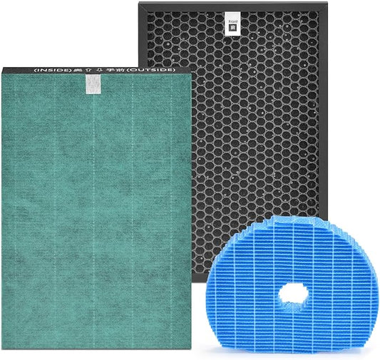 Filter Compatible with Sharp KC-850U & KC-C100U Air Purifier, H13 True HEPA Replacement, Carbon & Humidifier Filter, Compared to Part # FZ-C100HFU, FZ-C100DFU & FZ-C100MFU, 1-Set