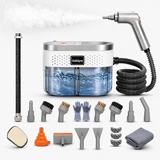 Steam Cleaner for Home, Portable Fast Heat Steamer with 1800ML Large Water Tank, 248°F High Temp Chemical-Free Hot Steam Cleaner for Kitchen, Bathroom, Car, Furniture, Walls, Tile Grout, Carpets.