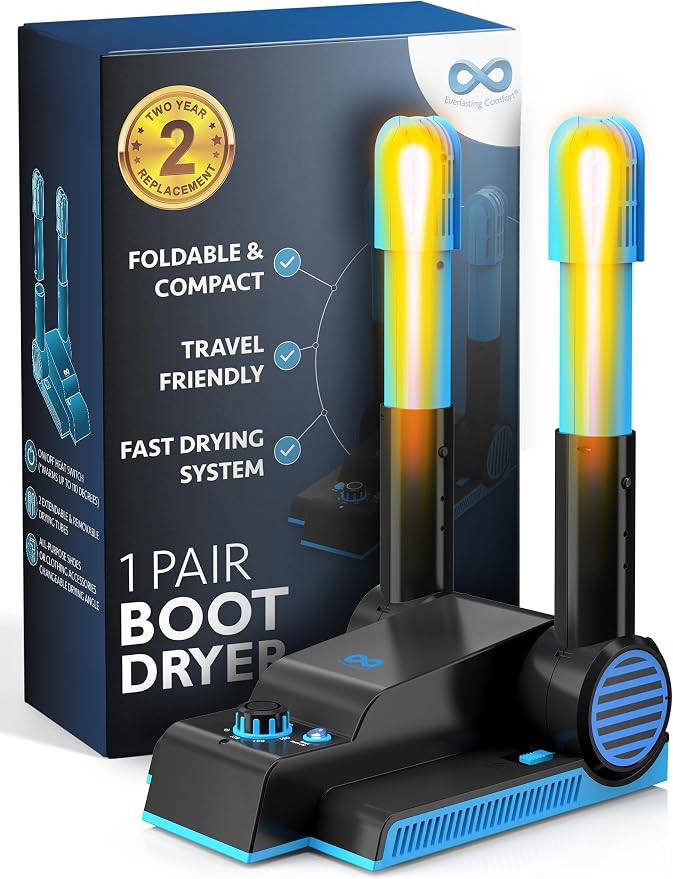 Everlasting Comfort Electric Boot Dryer for Work Boots, Silent Portable Shoe Dryer with Timer for Shoes, Boots and Cleats, Quick-Dry Glove Dryer Boot Warmer for Gloves, Helmets and Sneakers(Foldable)