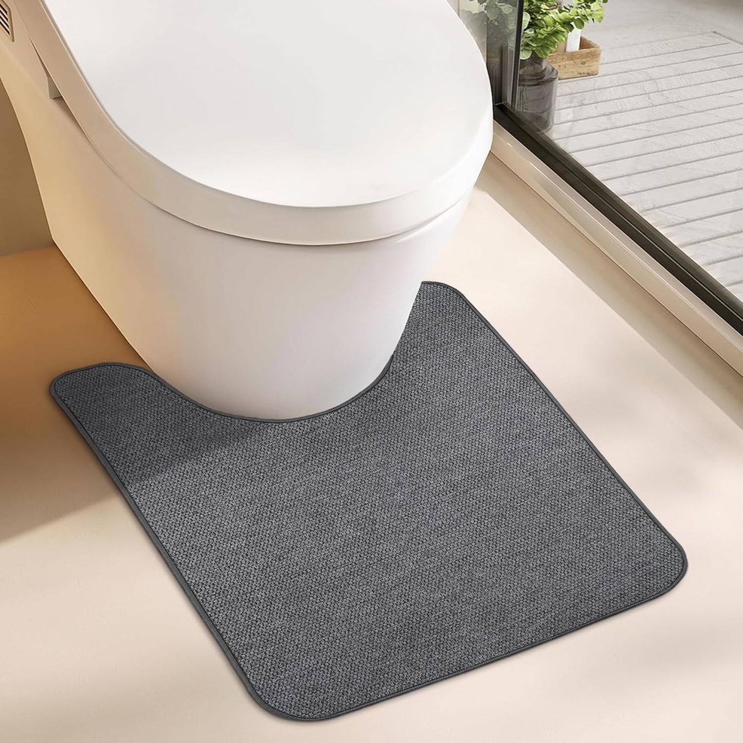 Toilet Rugs U Shaped Bathroom Rug,Machine Washable Non Slip Quick Dry Super Absorbent Ultra Thin Toilet Mats for Bathroom Toilet.Dark Grey,1'8"x2'(20x24inch)